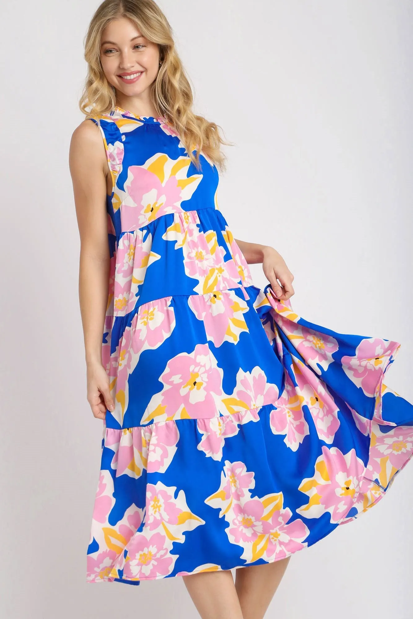 Hazel Blues® | Umgee Floral Tiered Midi Tank Dress