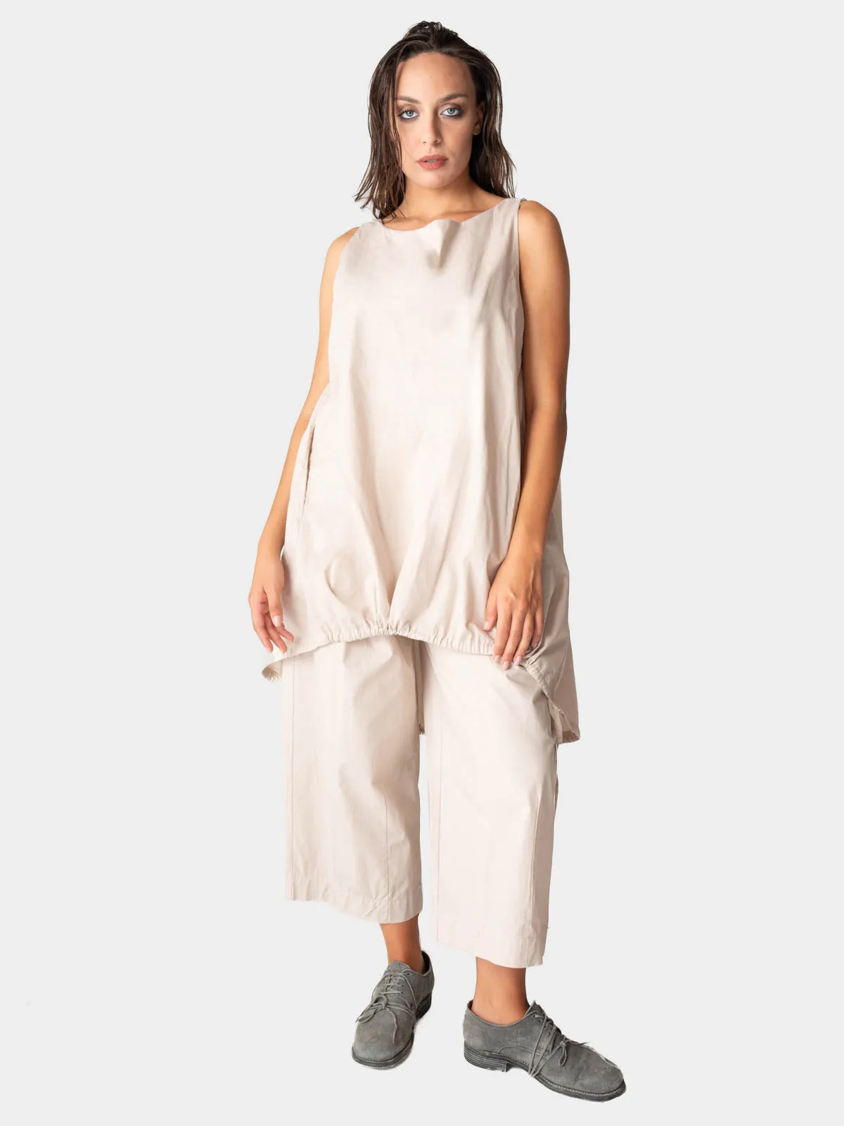 Hi Lo Drawstring Hem Cotton Tank