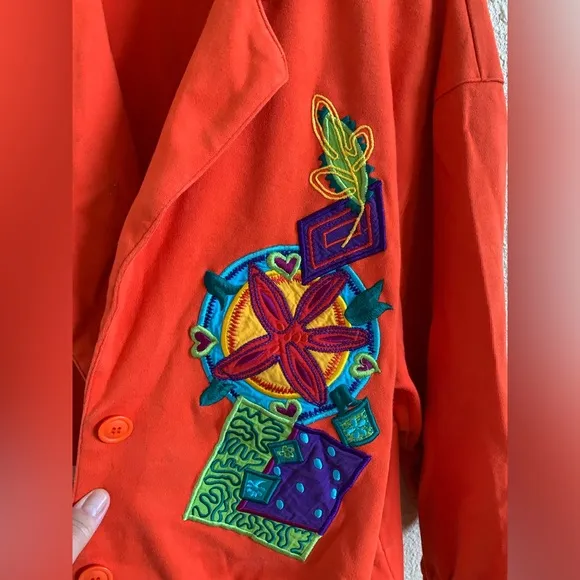 I.B. Diffusion 80s Colorful Orange Bright Embroidered Jacket 🌴
