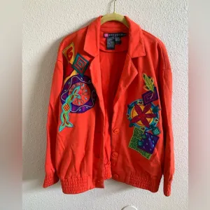 I.B. Diffusion 80s Colorful Orange Bright Embroidered Jacket 🌴