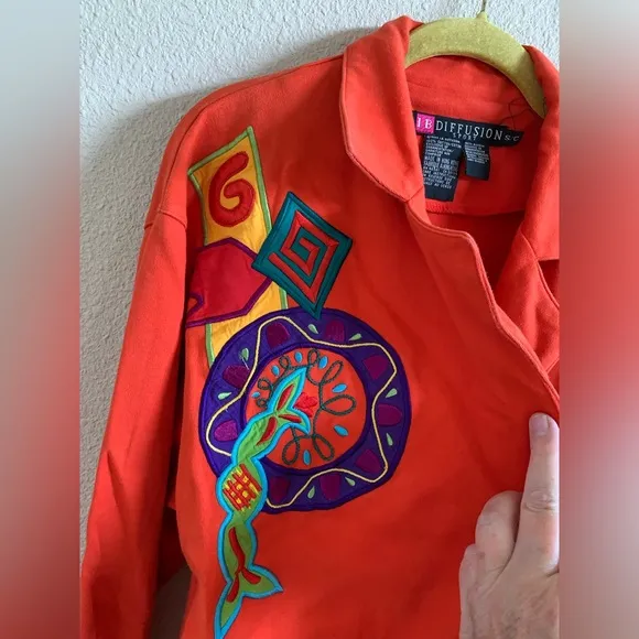 I.B. Diffusion 80s Colorful Orange Bright Embroidered Jacket 🌴