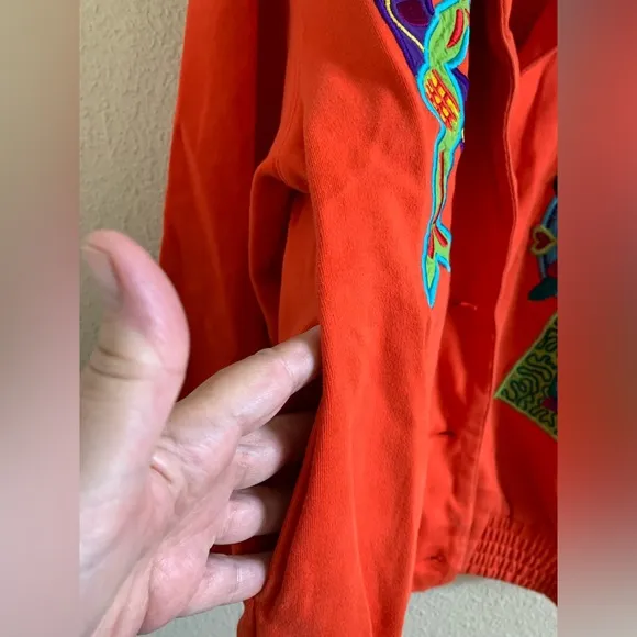 I.B. Diffusion 80s Colorful Orange Bright Embroidered Jacket 🌴