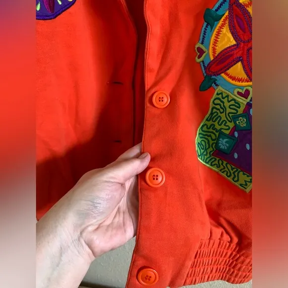 I.B. Diffusion 80s Colorful Orange Bright Embroidered Jacket 🌴