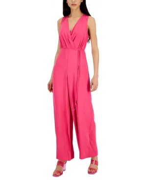 Inc International Concepts Surplice-Neck Tie-Waist Jumpsuit Electric Pink 6