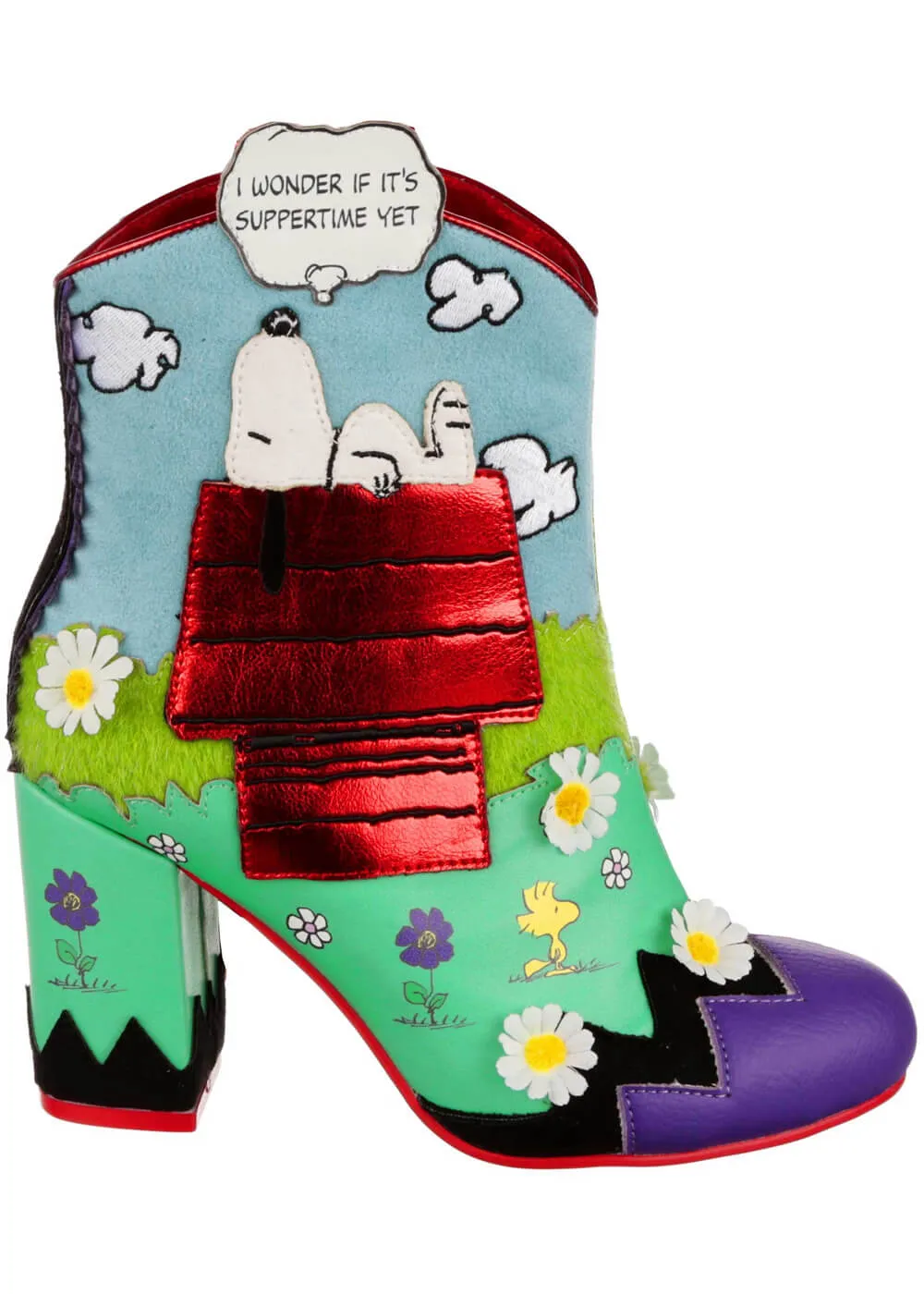 Irregular Choice x Peanuts Dream The Day Away Boots Blue Green