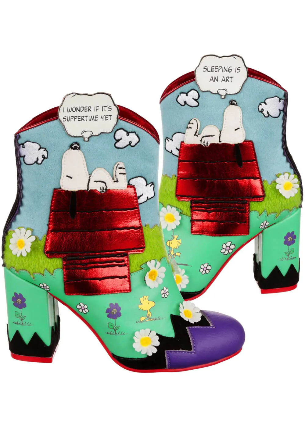 Irregular Choice x Peanuts Dream The Day Away Boots Blue Green