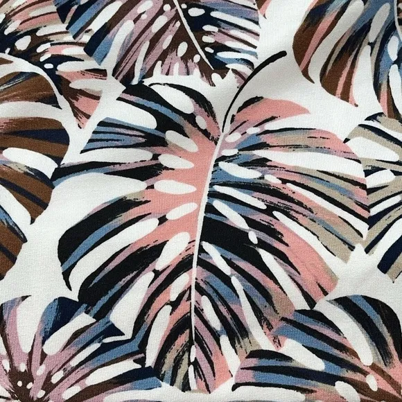 J. Jill Wearever Summer V-Neck A-line Mini Dress Pink Monstera size XS Petite