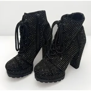 Jessica Simpson Irella 2 Platform Bootie Combat‎ Lace-up Goth Black  S6