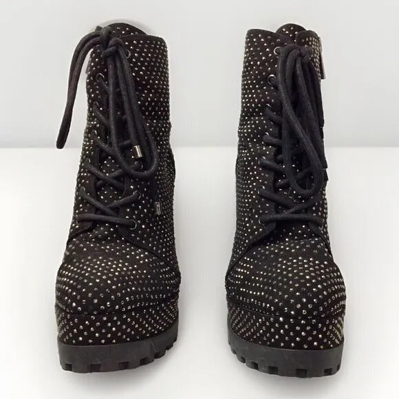 Jessica Simpson Irella 2 Platform Bootie Combat‎ Lace-up Goth Black  S6