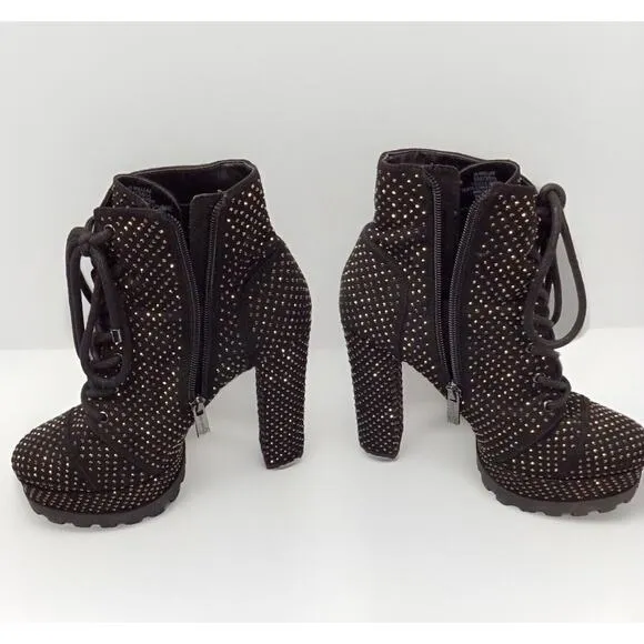 Jessica Simpson Irella 2 Platform Bootie Combat‎ Lace-up Goth Black  S6