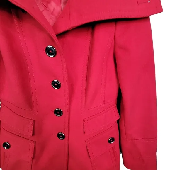 Jessica Simpson Red Button Fashion Stylish Pea Coat Women's Size SML