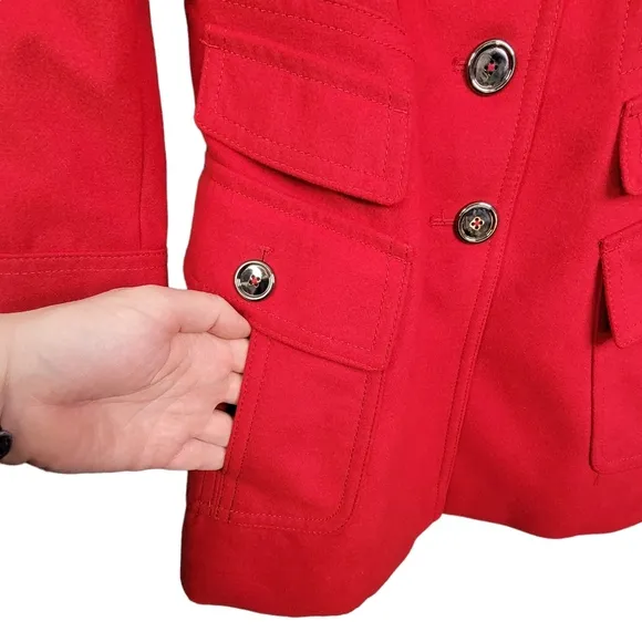 Jessica Simpson Red Button Fashion Stylish Pea Coat Women's Size SML
