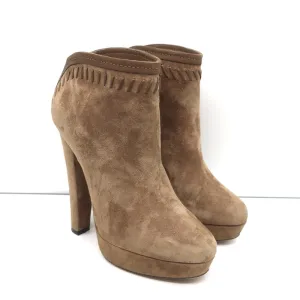 Jimmy Choo Ankle Boots Evans Brown Whipstitch Suede Size 35.5 Platform Booties