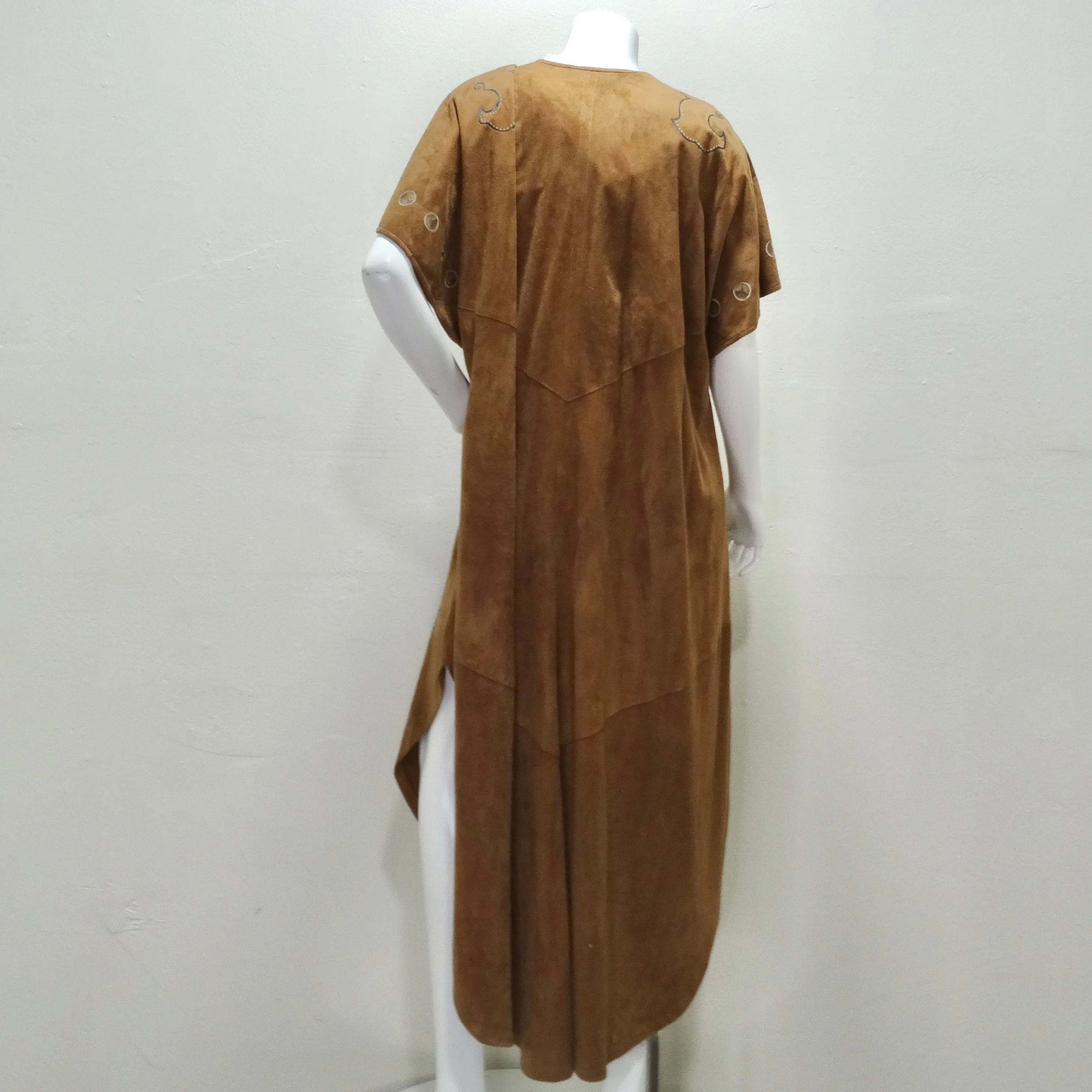 Joe Brand 1980s Hand Painted Suede Short Sleeve Duster