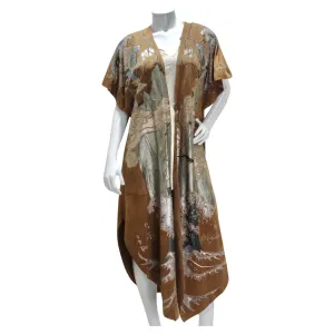 Joe Brand 1980s Hand Painted Suede Short Sleeve Duster