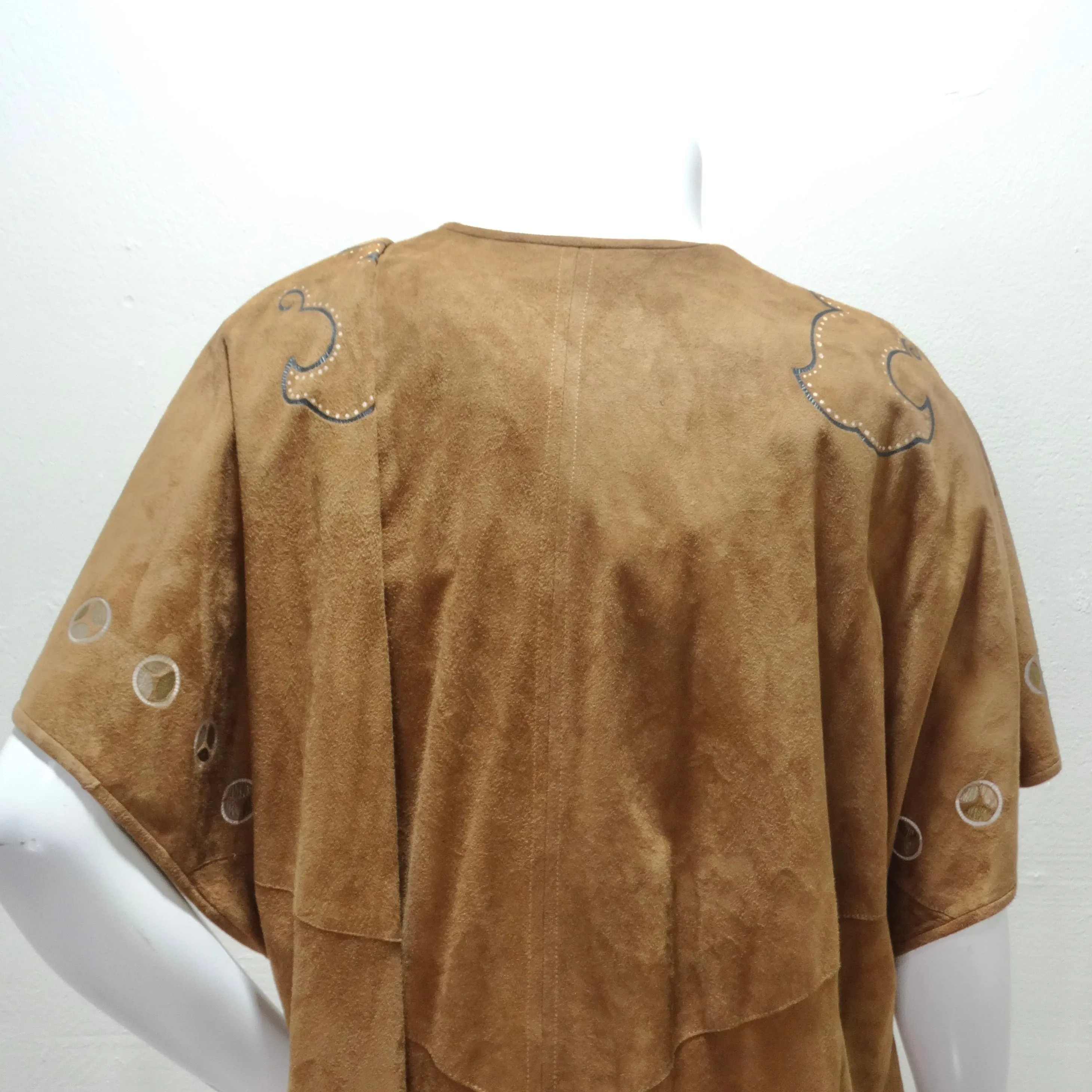 Joe Brand 1980s Hand Painted Suede Short Sleeve Duster