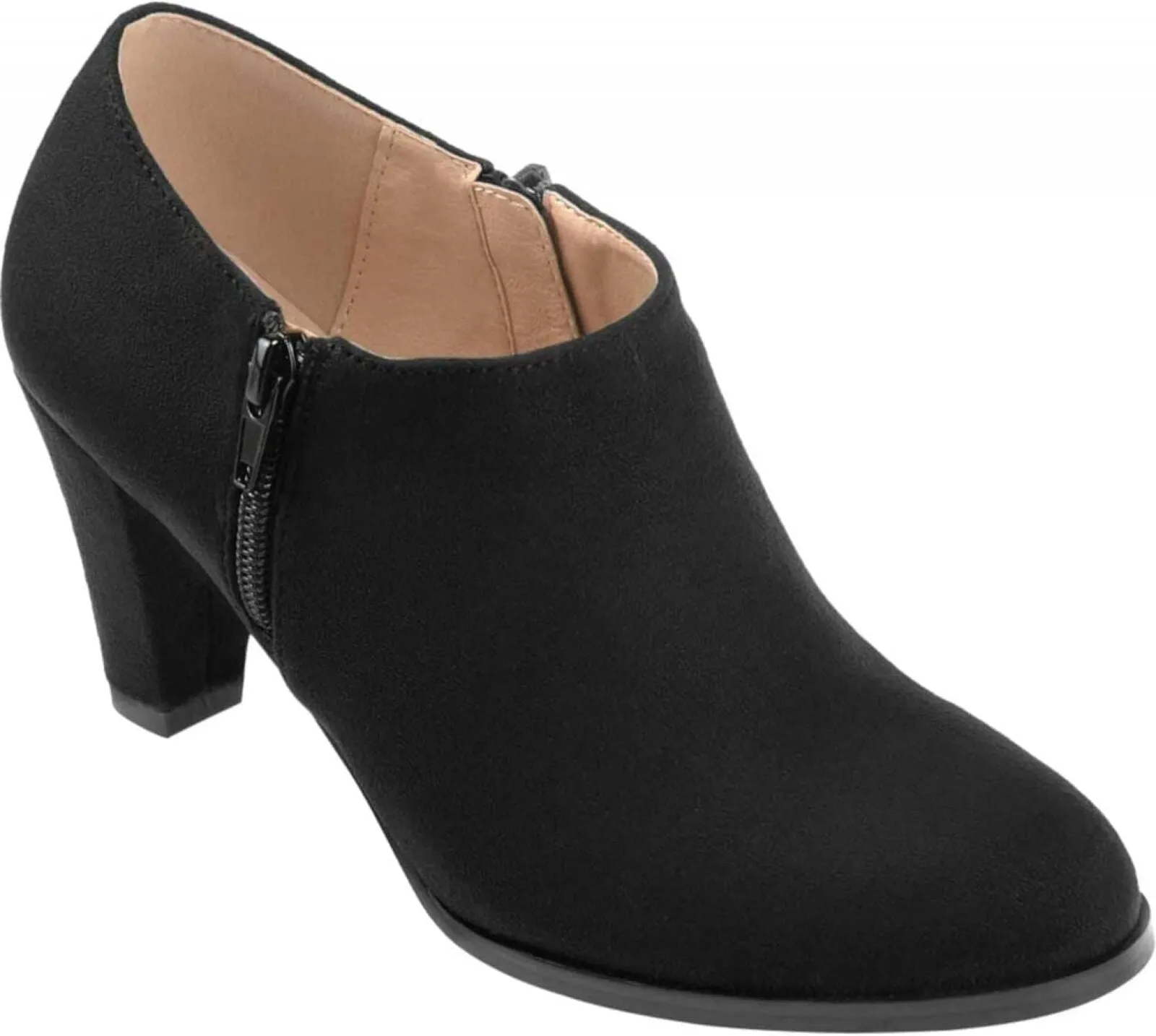 Journee Collection Womens Sanzi Faux Suede Booties SANZI Black 8.5M