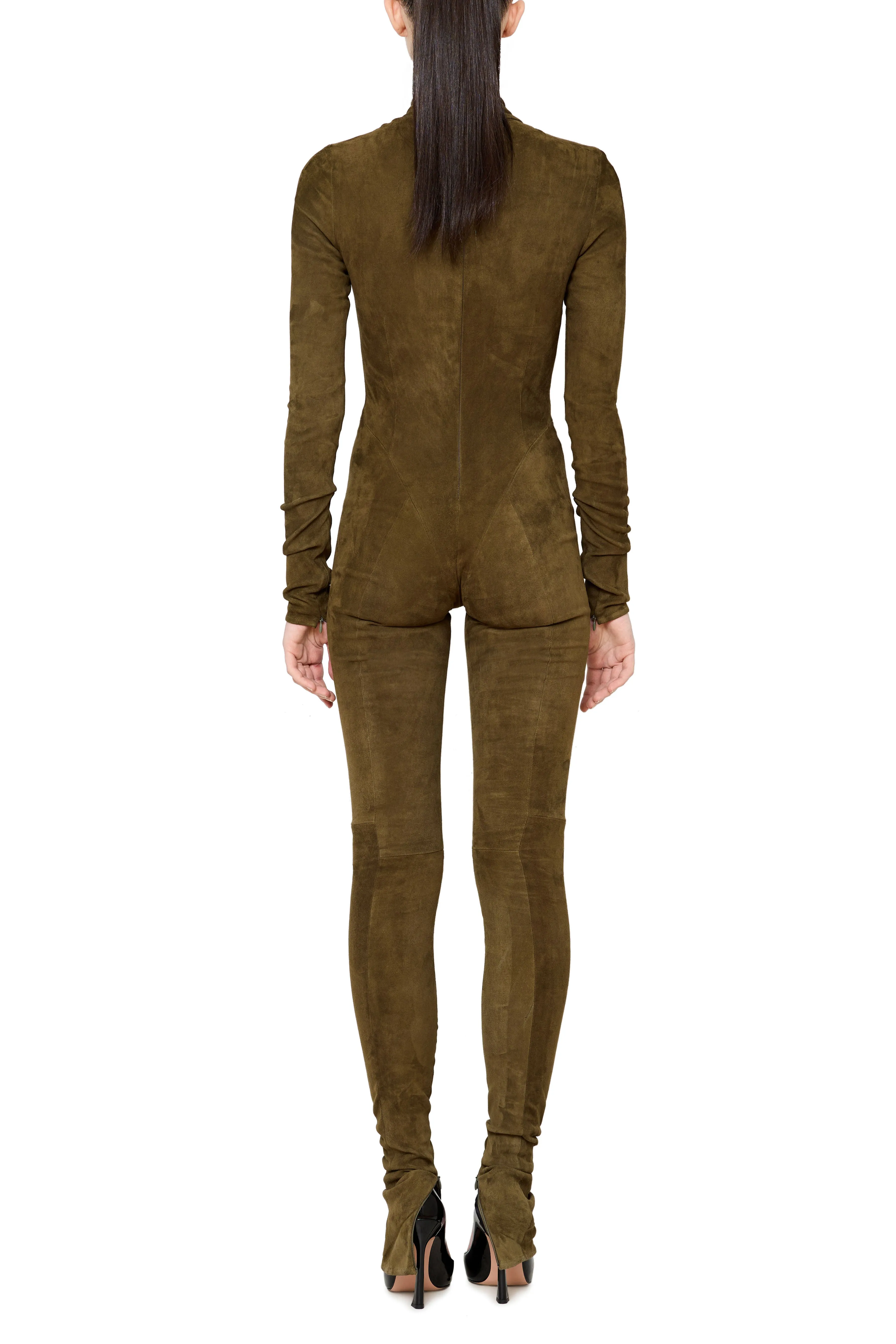 Keyhole Suede Jumpsuit