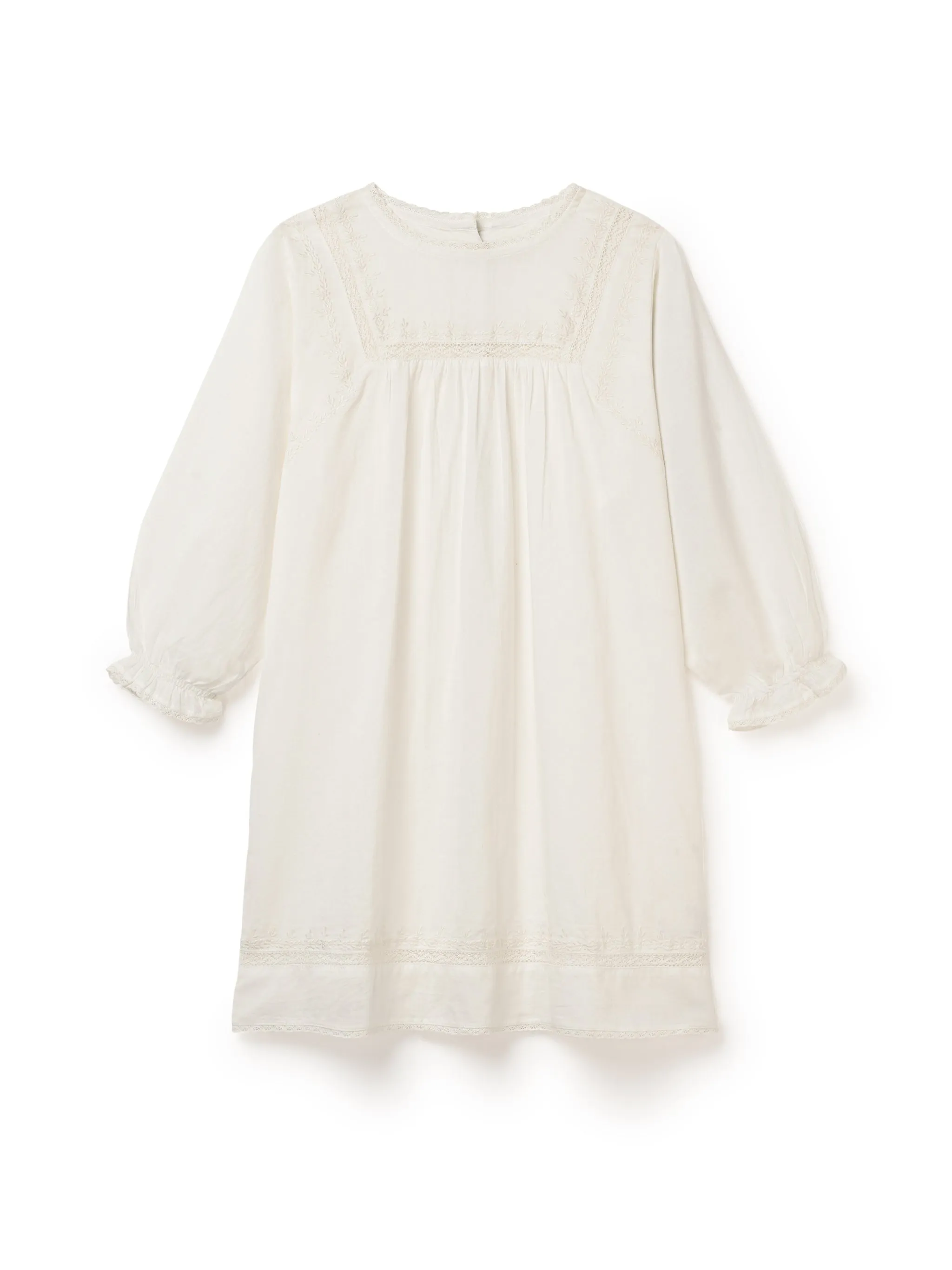 Lace and Embroidery Dress - Ecru
