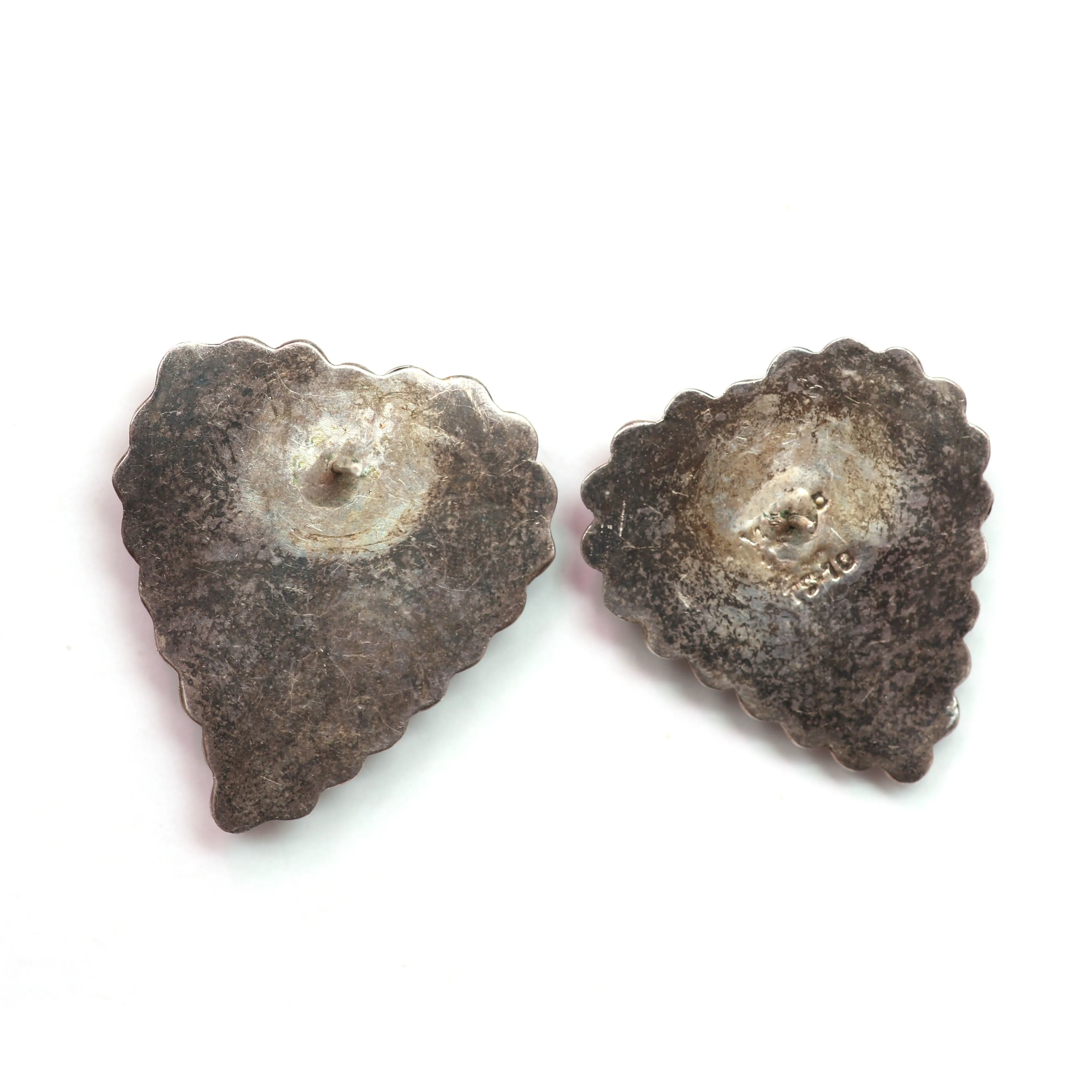 Large Sterling Onyx Heart Earrings