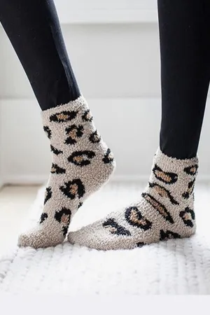 Leopard Cozy Plush Socks