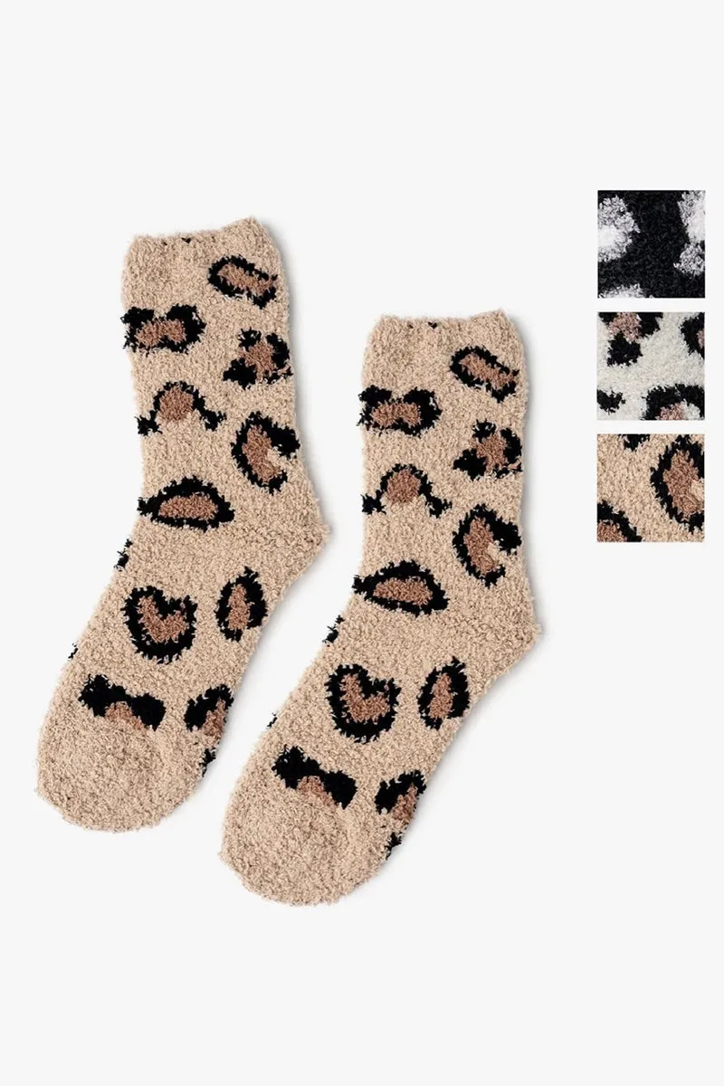 Leopard Cozy Plush Socks