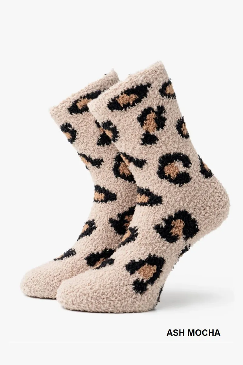 Leopard Cozy Plush Socks
