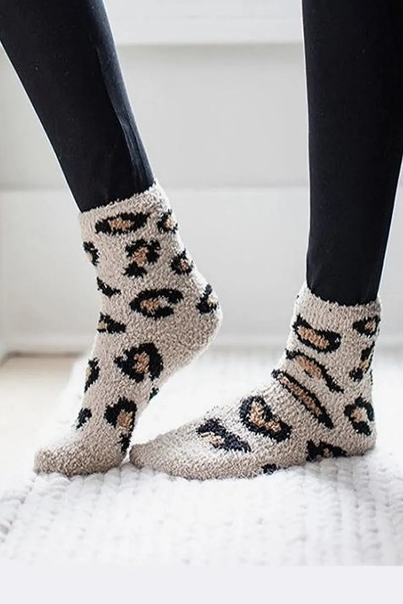 Leopard Cozy Plush Socks