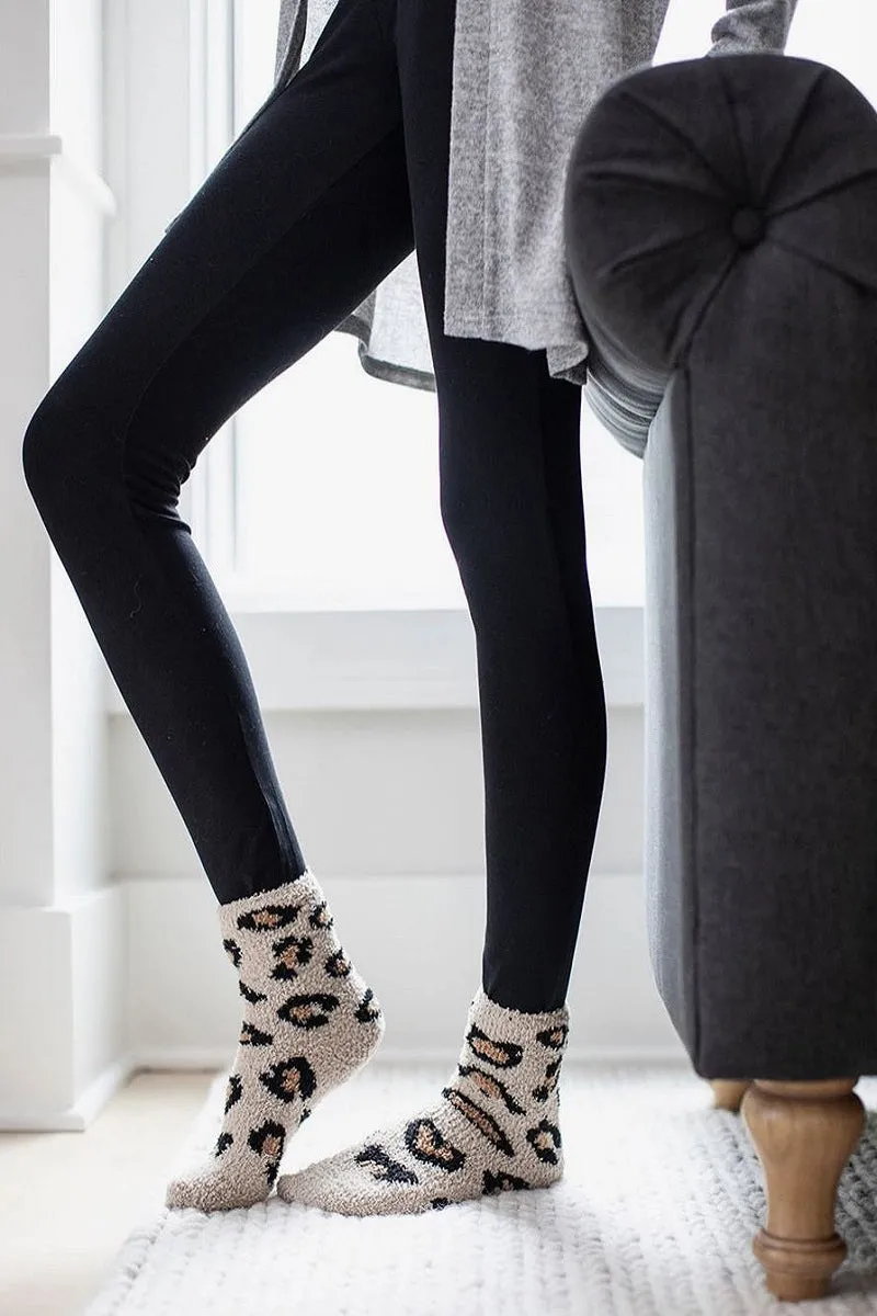 Leopard Cozy Plush Socks