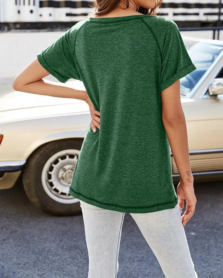Looking Up Cool Colorblock Top T-shirt - Green