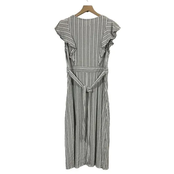 Lost   Wander Kika Striped Button-Up Midi Dress - Grey - XL