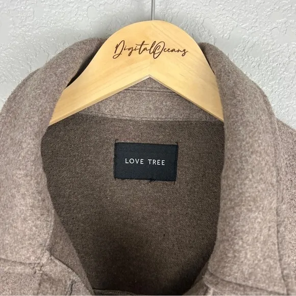 Love Tree Fleece Oversized Shacket, Coco Brown L - Fall, Autumn, Jacket, Tan