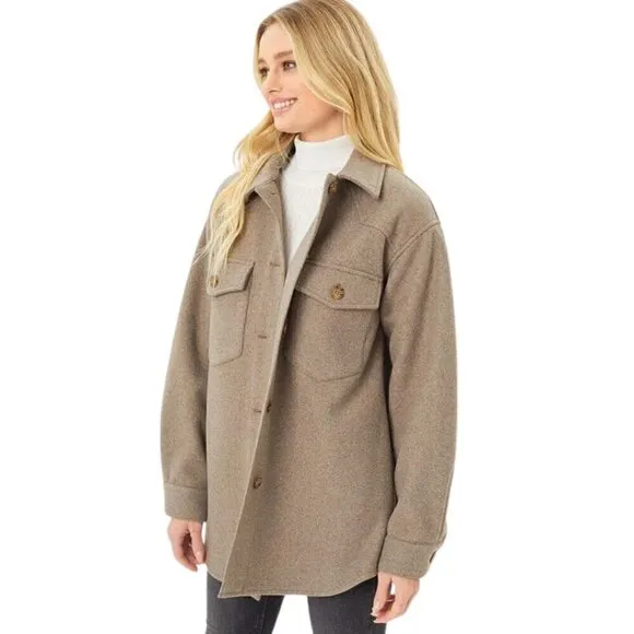 Love Tree Fleece Oversized Shacket, Coco Brown L - Fall, Autumn, Jacket, Tan