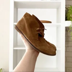 Lucky Brand Brown Suede Leather Round Toe Slip On Ankle Booties