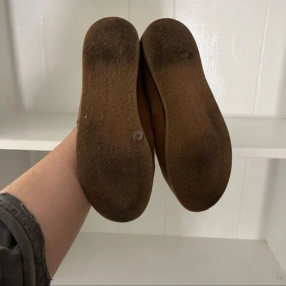 Lucky Brand Brown Suede Leather Round Toe Slip On Ankle Booties