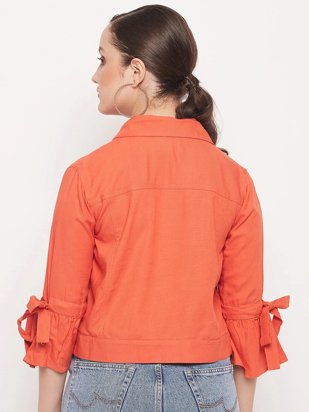 Madame Orange Cotton Bow Tie Frill Shrug