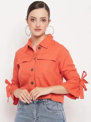 Madame Orange Cotton Bow Tie Frill Shrug