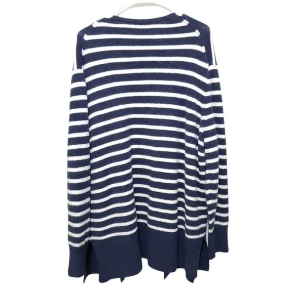Madewell Cozy Walker Striped Cardigan, Color Dark Nightfall, Size L