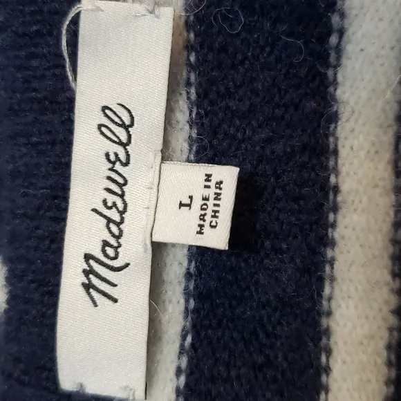 Madewell Cozy Walker Striped Cardigan, Color Dark Nightfall, Size L