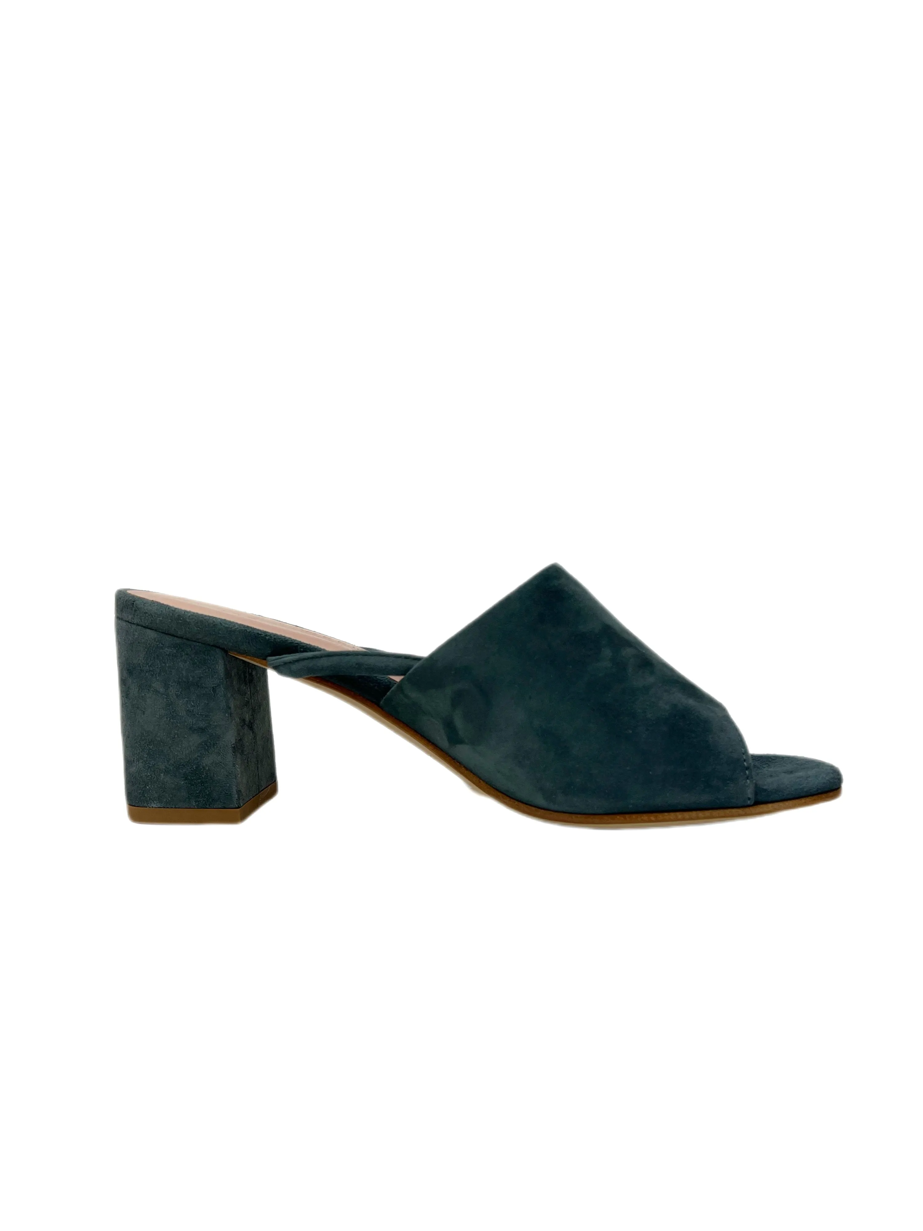 Max Mara Women's Azzurro Utopico Suede Block Heel Wrap Sandals  NWB