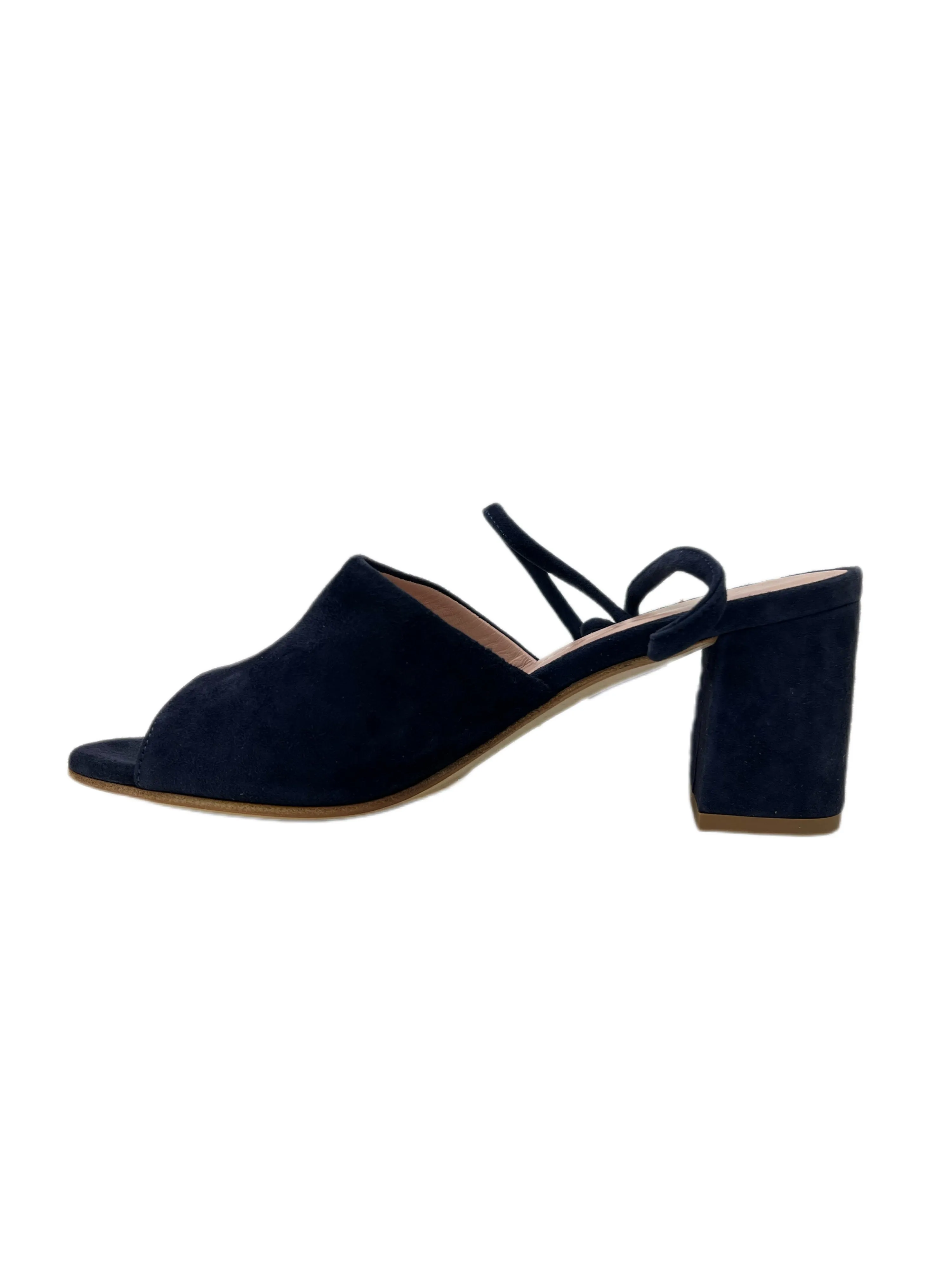 Max Mara Women's Blue Utopico Suede Block Heel Wrap Sandals Size 7 NWB