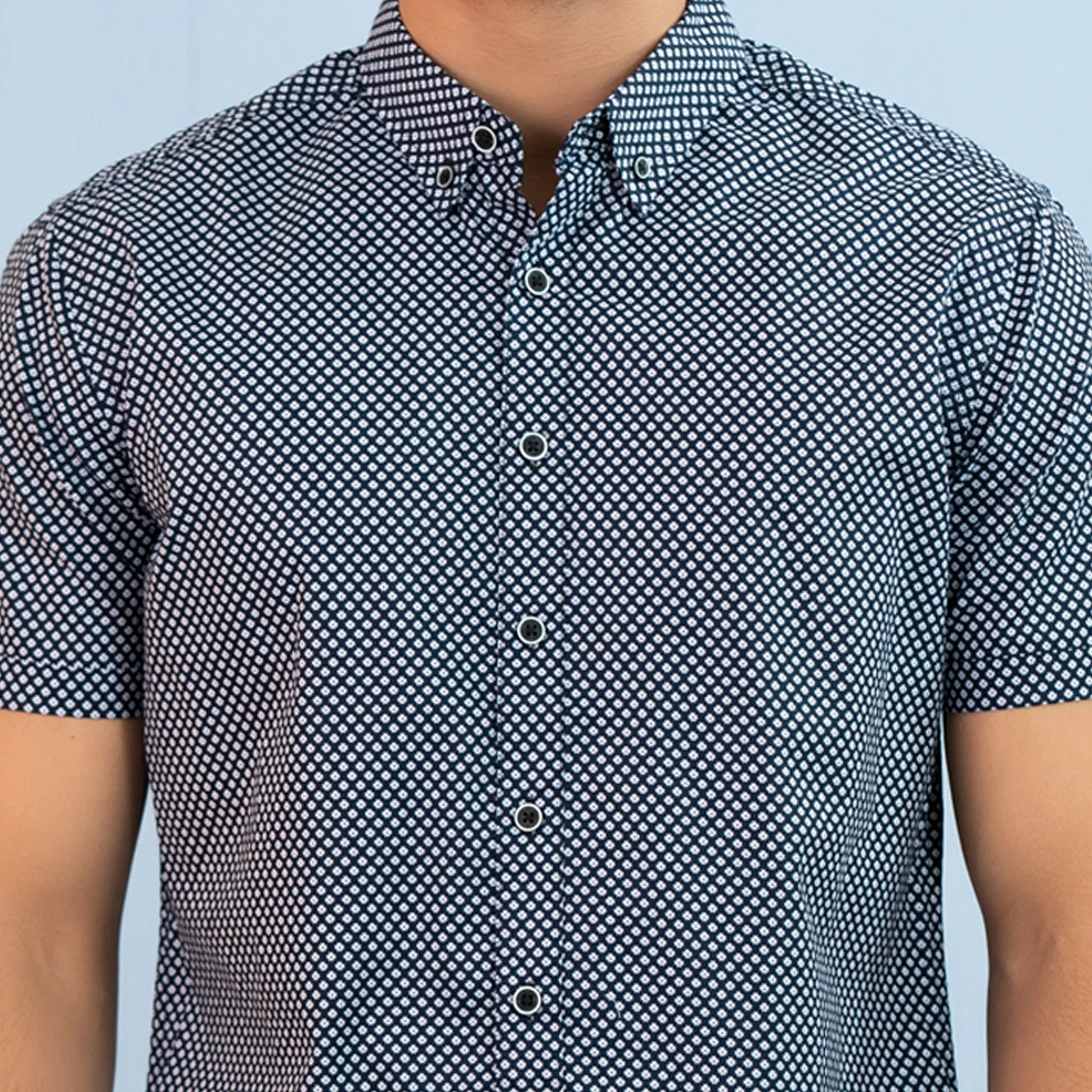 Mens Casual Shirt- Blue White Aop