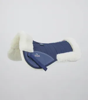 Merino Wool Saddle Pad - Half Pad Navy/Natural Wool