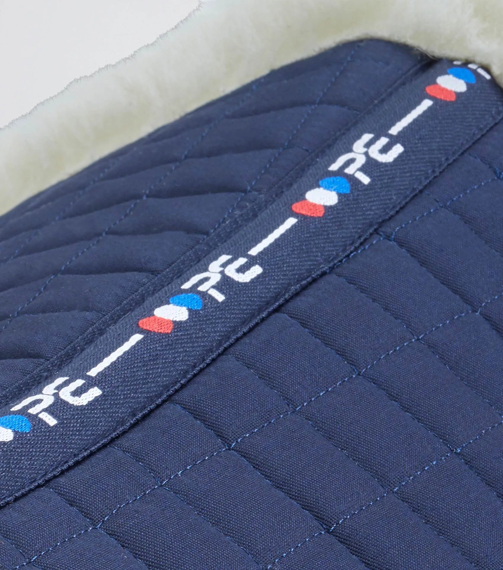 Merino Wool Saddle Pad - Half Pad Navy/Natural Wool