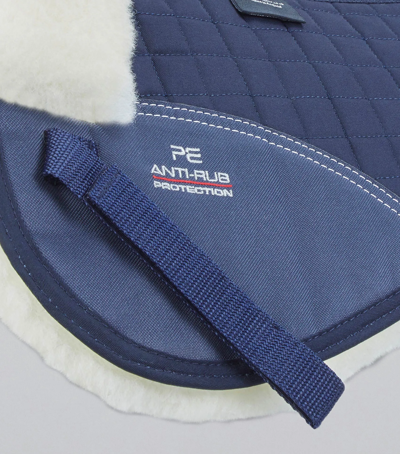 Merino Wool Saddle Pad - Half Pad Navy/Natural Wool