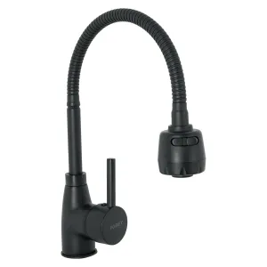 Monomando para fregadero con cuello flexible, negro, Tubig, Foset 47388