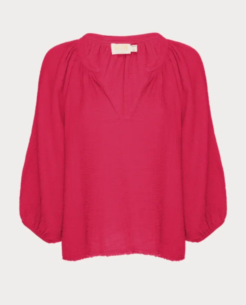 Nation LTD - Mimi Romance Blouse - Hibiscus
