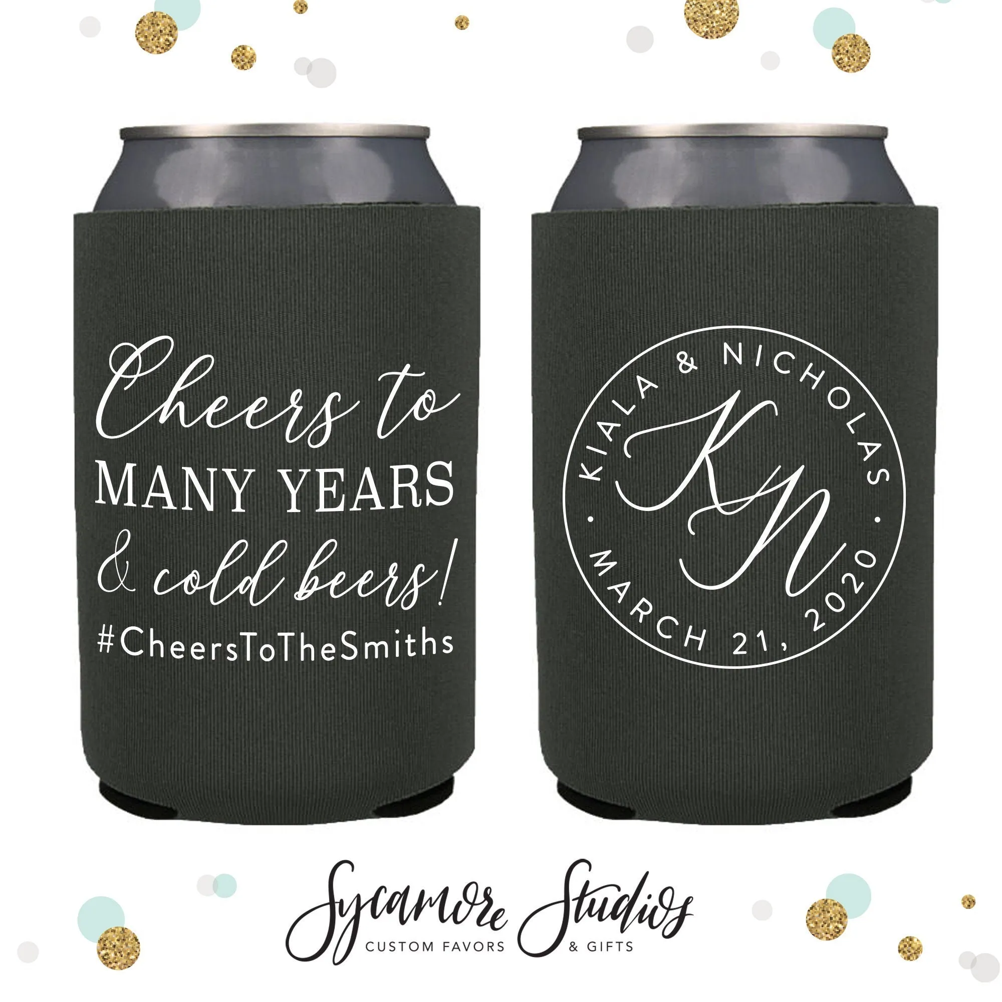 Neoprene Wedding Can Cooler #138 - Cheers to Many Years