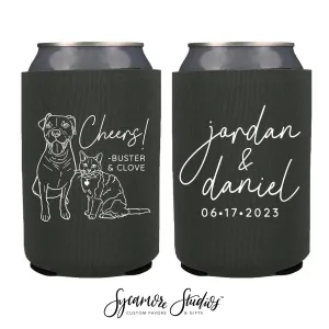 Neoprene Wedding Can Cooler #213N - Custom Pet Illustration