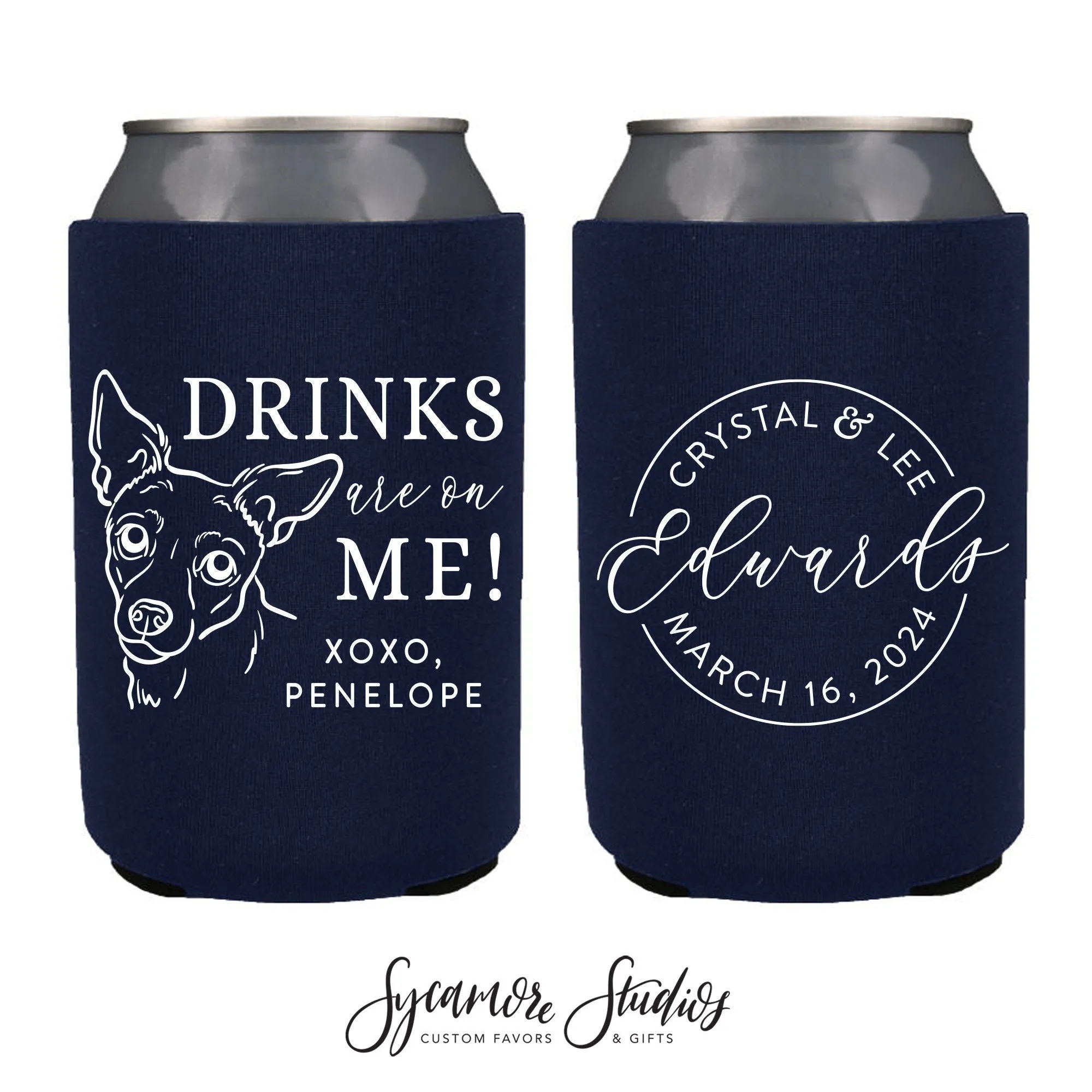 Neoprene Wedding Can Cooler #235N - Drinks are on me